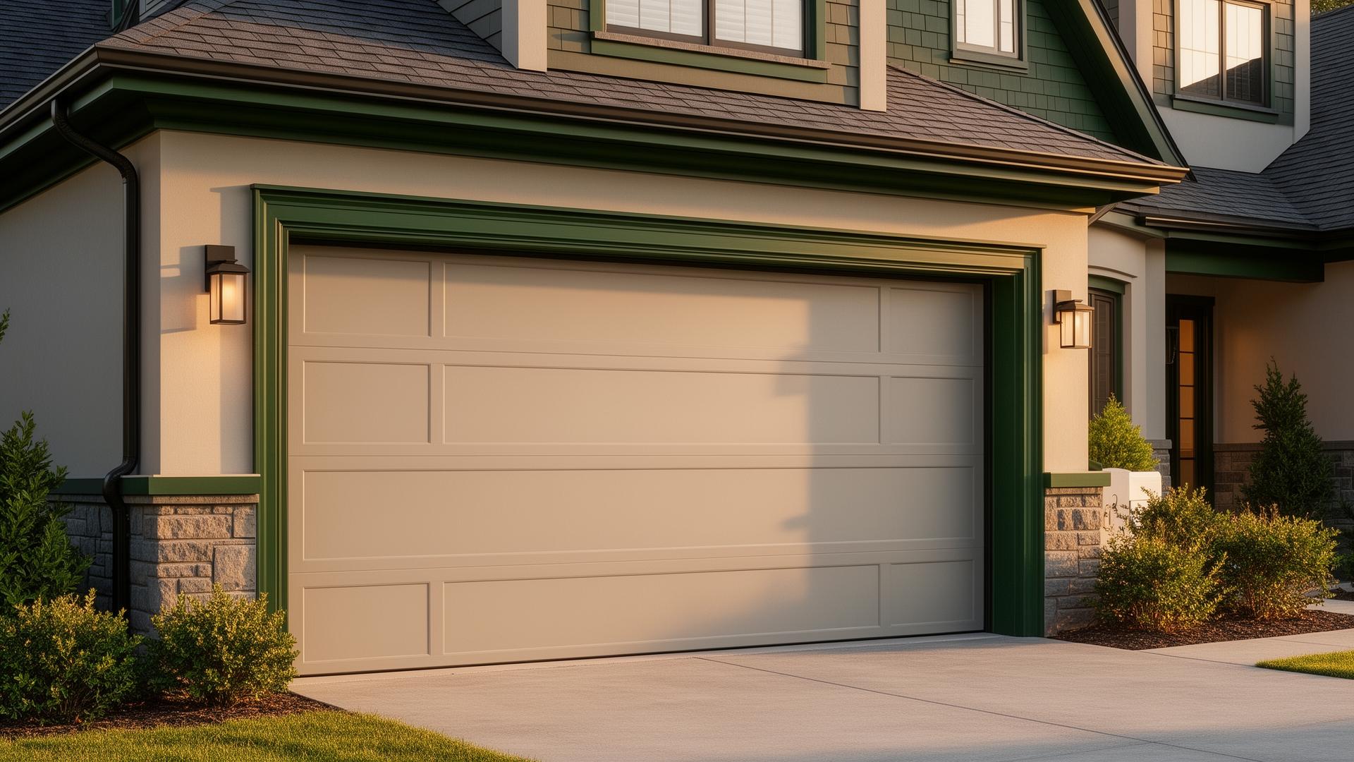 Modern garage door on upscale home